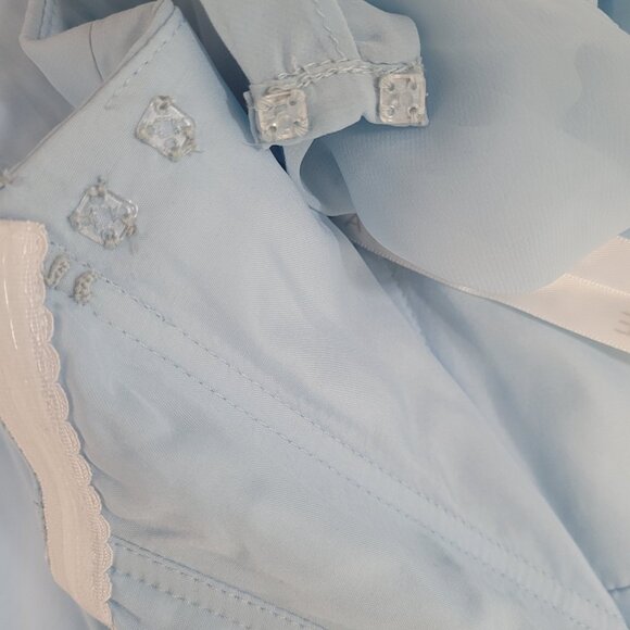 NWT Azazie Sky Blue Empire Waist Chiffon Side Slit Bridesmaid Dress Custom Size - Picture 12 of 16